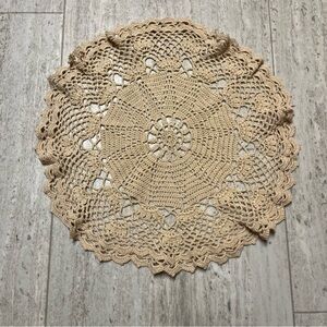 Tan/Beige Crochet Handmade Vintage Doily 15” Round